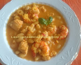 Foto del paso 7 de la receta: Alubias con pechuga de pollo y gambones