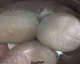 A picture of step 1 of Tuwon shinkafa with miyan kuka (Baobab) #Abuja.