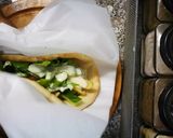 A picture of step 6 of Falafel sandwich||Falafel wrap.