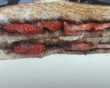 A picture of step 2 of Chocalate straberry sandwich.