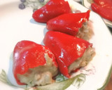 Foto del paso 10 de la receta: Piquillos rellenos de Bacalao y Gambas con crema de bogavante