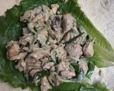 A picture of step 3 of Tortilla chicken wrap.