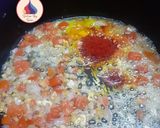 A picture of step 4 of Panchmel Dal with steamed rice.