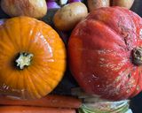 Φωτογραφία βήματος 1 της συνταγής 🎃🍁🍃 Κολοκυθόσουπα στο φούρνο με γαρίδες και κρουτόν, πανεύκολη, γρήγορη, πεντανόστιμη