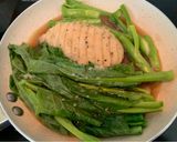 รูปขั้นตอนการทำที่ 3 ของ สเต็กอกไก่ซอสชาบูน้ำดำ เคียงด้วยผักคะน้าต้มและพริกหวาน เมนูเพื่อสุขภาพ