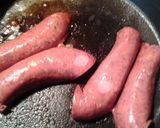A picture of step 2 of Spicy applesauce and sausage with eggs.