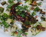 A picture of step 6 of Bhindi Raita.