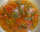 A picture of step 5 of Vendaika Puli Kulambu (Okra Curry).