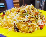 A picture of step 7 of Navrattan Pulao.