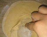 A picture of step 2 of Lacha Dar Paratha in layers of three kind.