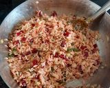 A picture of step 5 of Veg schezwan fried rice with beetroot.