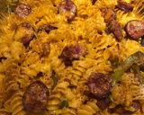 A picture of step 7 of Baked Pasta with Cheddar Cheese and Smoked Beef Sausage.