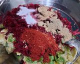 A picture of step 3 of Beetroot tikki.