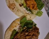 A picture of step 4 of Beef and Chicken Shawarma Wraps.