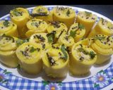 A picture of step 8 of Khandvi.