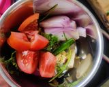 A picture of step 2 of Kolhapuri Chickan masala and curry.