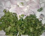A picture of step 1 of Haryali chicken.
