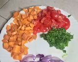 A picture of step 1 of Pumpkin vegetable rice and kamande stew.