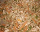 A picture of step 4 of Chicken veg roll samsoy filling.