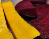 A picture of step 1 of Mango & Beetroot Sooji Halwa shots.