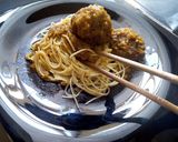 A picture of step 4 of Creamy Pasta with beef meat balls.