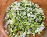 A picture of step 1 of Israeli salad.