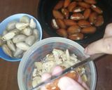 A picture of step 1 of Chakkakuru pachamanga curry(jackfruit seed and raw mango curry).