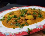 A picture of step 8 of Taro curry (arbi) with mustard gravy.