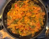 Une image de l'étape 6 de Merguez grillées aux poivrons et tagliatelles de carottes.