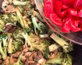 A picture of step 5 of Fettuccine with Piccadilly Tomatoes, Porcini Mushrooms, and Sicilian Broccoli.