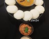 A picture of step 2 of Idli & red khara chutney, sambhar (Mother daughter love emoji).