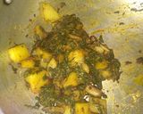 A picture of step 3 of Aalu palak.