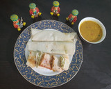A picture of step 15 of Jini dosa with sambhar.