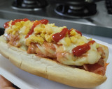 Foto del paso 12 de la receta: Perrito🌭caliente con jamón🥯y ensalada🥓🥯🧀🧅🍎🥕