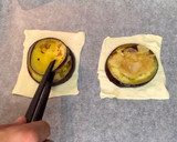 Foto del paso 8 de la receta: Hojaldre de berenjena con pera encebollado y corona de cabra