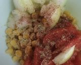 A picture of step 2 of 3 colour Corn Salsa.