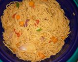 A picture of step 6 of Stir fried pasta with smoked fish.