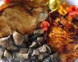 A picture of step 6 of Apple-Glazed Pork Chops with Tomato “Roses”.