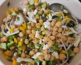 A picture of step 5 of Spinach cheese balls with Mediterranean chickpea salad.
