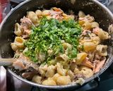 Une image de l'étape 15 de Pâtes Pipe Rigate au saumon et champignons.