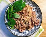 Hình bước làm 2 của món Bún xào bò kim châm eatclean