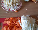 A picture of step 1 of More winterveg. Creamy veg in a white wine sauce.