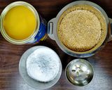 A picture of step 1 of Moong Dal Ladoo.