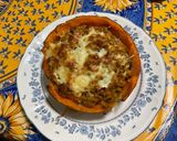 Une image de l'étape 19 de Potimarron farci bœuf tomate coriandre et emmental.