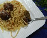 A picture of step 7 of Spaghetti with Vegan Lentil Meat Balls.