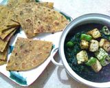 A picture of step 7 of Palak paneer or makkai ki roti.