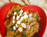A picture of step 5 of Suji Halwa with Poori.