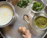 A picture of step 1 of Moringa Kadhi (healthy lunch).