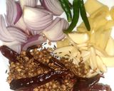 A picture of step 1 of Chicken satay with peanut sauce and mixed vegetable rice.