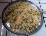 A picture of step 4 of Steamed Rice Grits (Dambun Shinkafa) with Pepper and Onion Sauce.